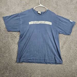 Vintage Nike Just Do It Blue‎ T Shirt Mens XL Cotton Graphic Tee Shirt